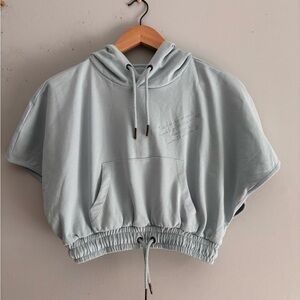 Triple Five NYC Soul Cropped Hoodie Baby Blue Drawstring Hem Kangaroo Pocket XS
